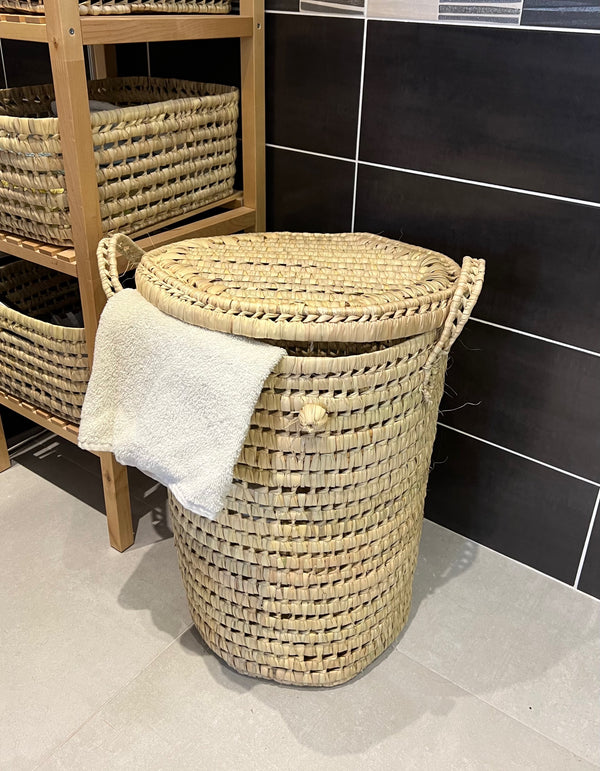 Panier à linge rond en osier
