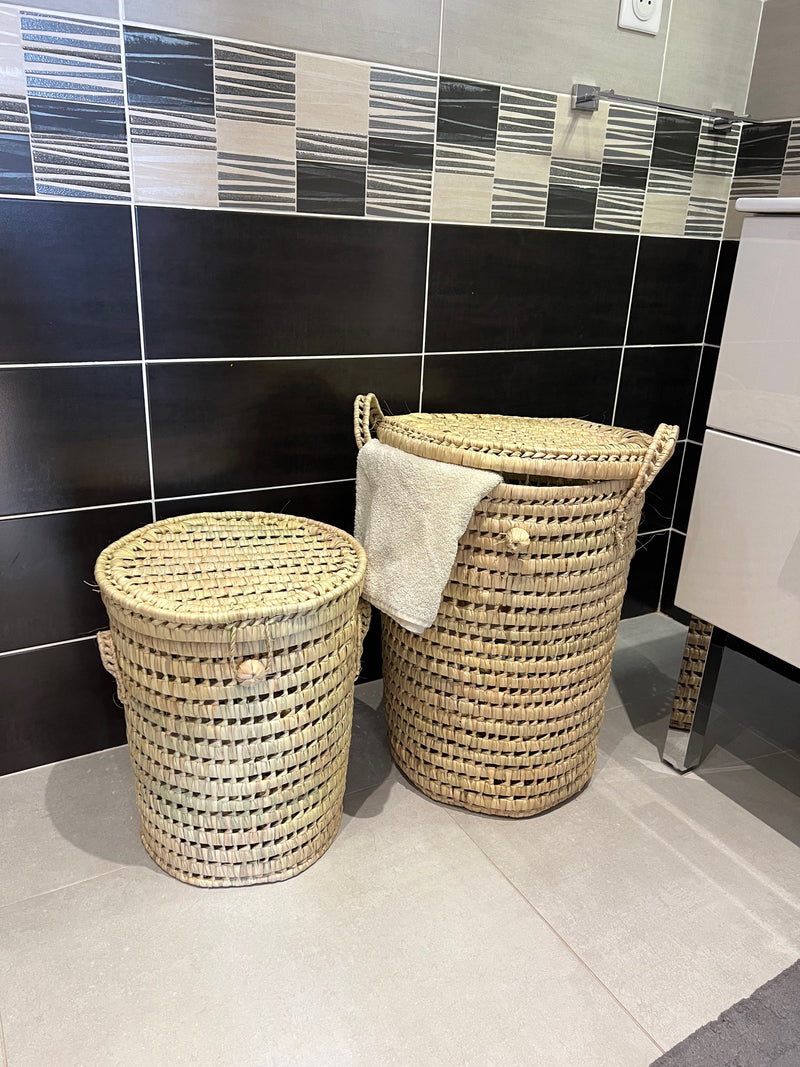 Panier à linge rond en osier