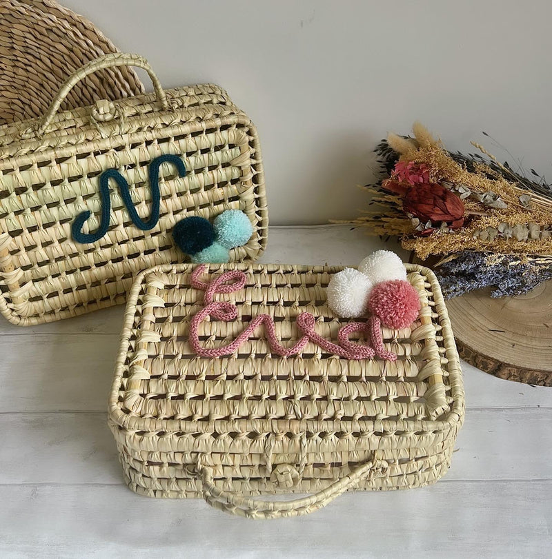 Valisette customisée en feuilles de palmier