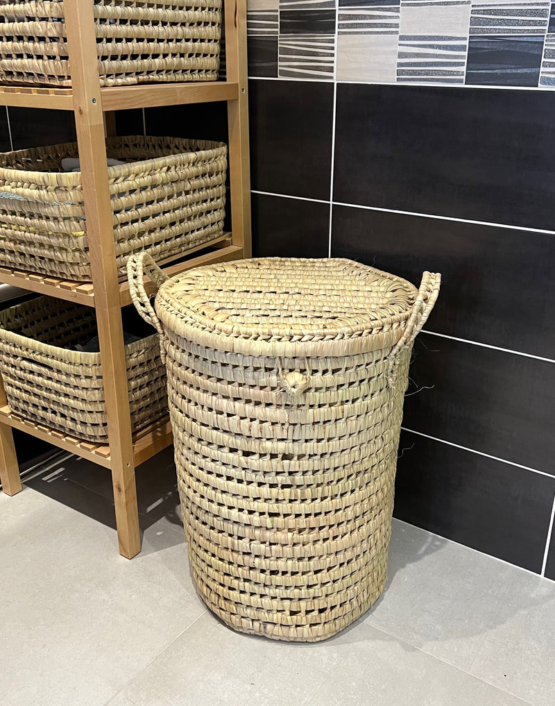 Panier à linge rond en osier