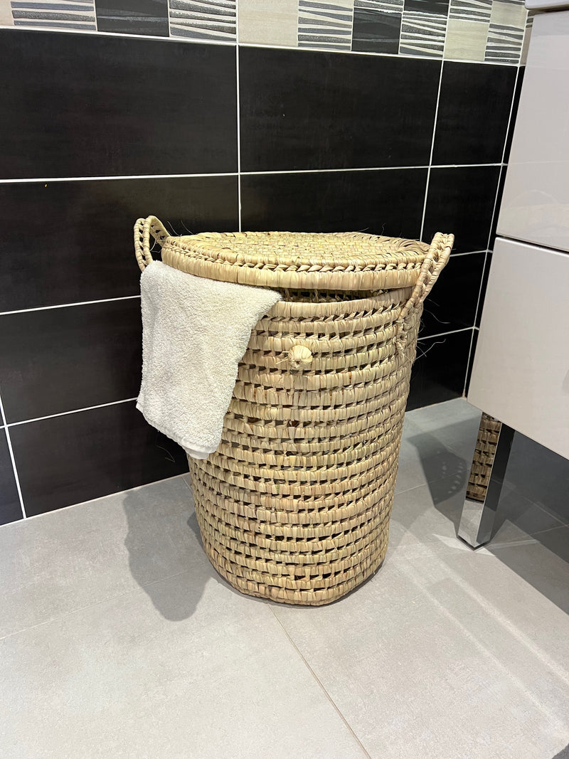 Panier à linge rond en osier