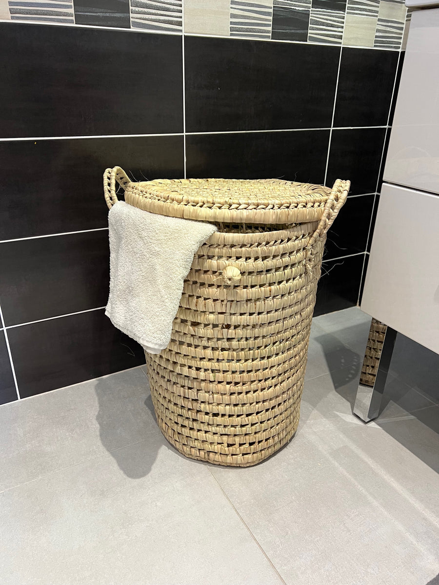 Panier à linge rond en osier