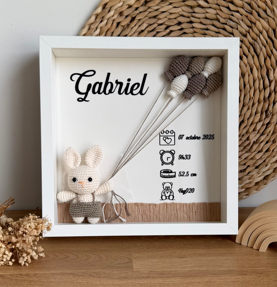 Cadre de naissance lapin beige