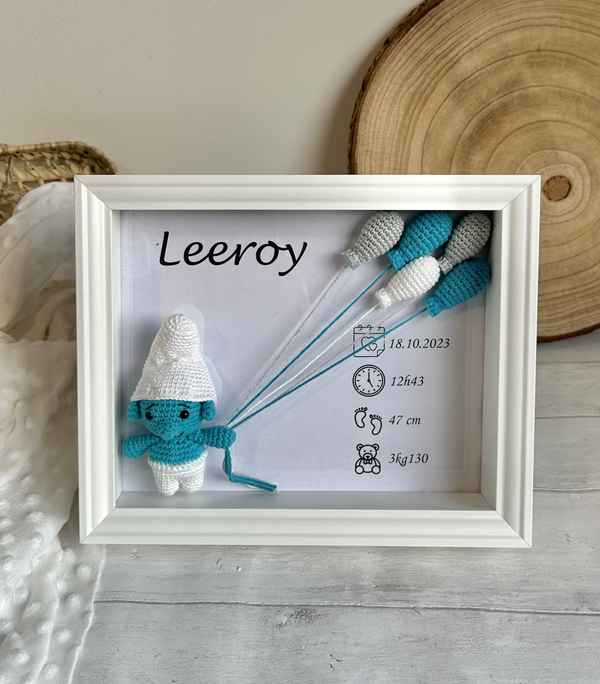 Cadre de naissance Schtroumpf au crochet