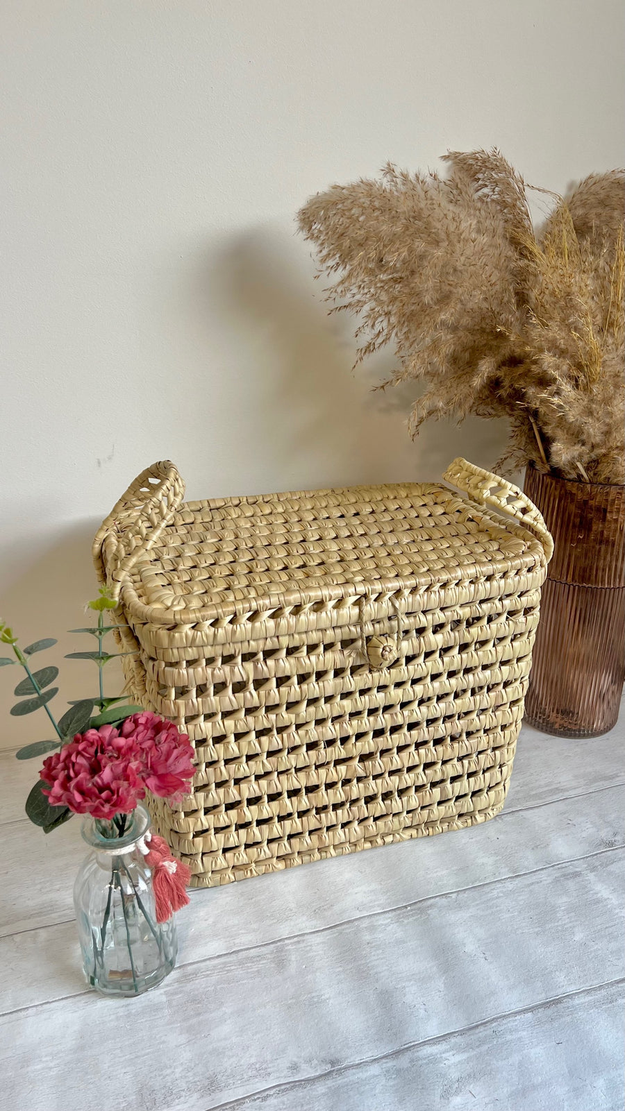 Malle de rangement en feuilles de palmier - 35 cm - Artisanat marocain
