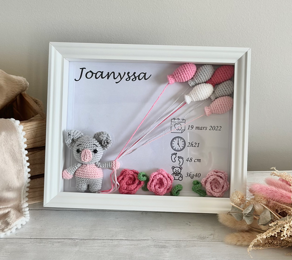 Crochet Koala Birth Announcement Frame