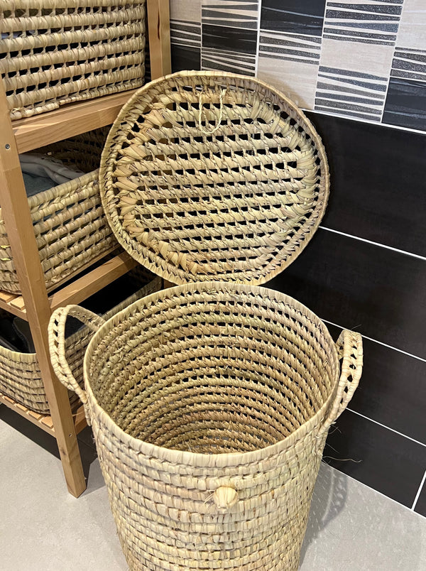 Panier à linge rond en osier